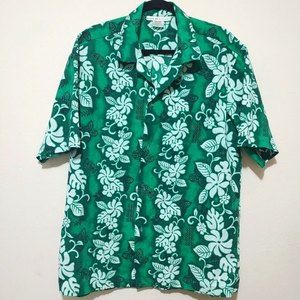 Vibrant Green and White Floral Casual Button Down Shirt